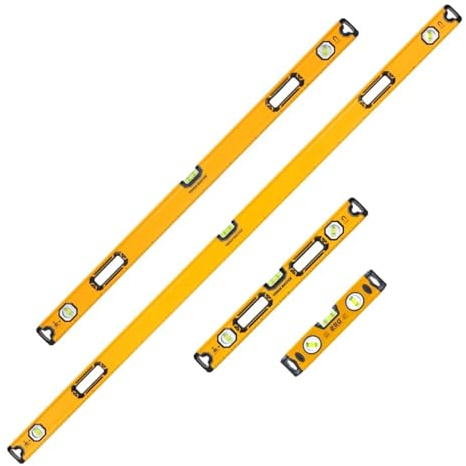 Tough Master Spirit Levels Builders, Scaffolder Level Checker, Shock Resistant Compact DIY Tool, Magnetic Lightweight Ruler, Horizontal (Spirit Level 250mm Long)