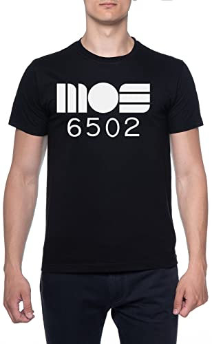 Mos 6502 8-Bit CPU White Logo Männer T-Shirt Schwarz Rundhals Men Black Round Neck