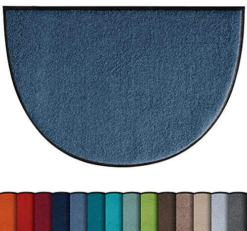 Erwin Müller Fußmatte Mainz, Schmutzfangmatte, Sauberlaufmatte Uni Jeans Größe 50x75 cm halbrund - rutschfest, pflegeleicht, für Fußbodenheizung geeignet (weitere Farben, Größen)
