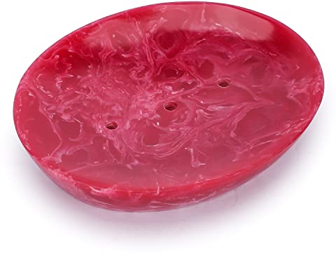 Ajuny Porta Sapone Autodrenante in Resina – Supporto Antiscivolo per Doccia, Lavandino, Bagno – Vassoio per Sapone e Spugna Facile da Pulire, Rosa