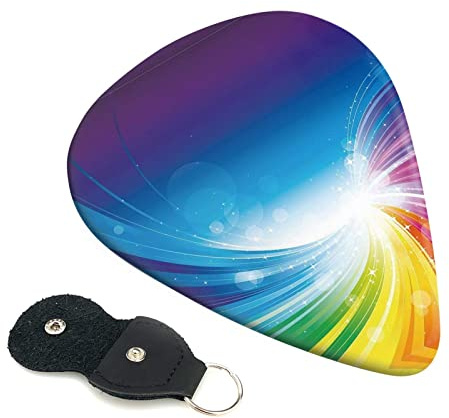 Rainbow Background Set mit 6 Gitarrenplektren für Akustikgitarre, E-Gitarre, Bass, Ukulele - dünn, mittel und dick