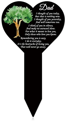 Wesiti Metall Herz Kreuz Grabmarker Papa Gedenkstab Garten Gedenkschilder Grabschild Pfahl Wasserdicht Sympathie für Vater Friedhof Dekorationen Outdoor Hof, 6,5 x 11,81 Zoll