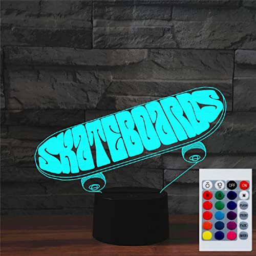 SUPERHONGJIHAO Nachtlicht für Kinder, 3D-Skate-LED-Lampe mit Fernbedienung, 16 Farbwechsel Geburtstagsgeschenk für Kinder