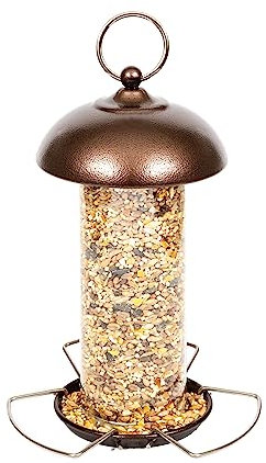 iBorn Metal Bird Feeders for Small Birds - Mix Seed Bird Feeders Hanging, Easy-Clean & Refill Design, Garden Bird Feeder, Copper (1 Pack)
