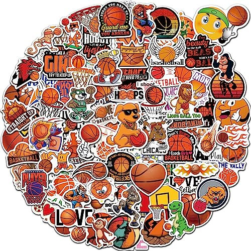 pcnearty 100 Stück Basketball-Aufkleber für Kinder, Wasserflaschen-Aufkleber, niedlich, Vinyl, wasserdicht, Hydroflask, Telefon, Skateboard, Laptop, Aufkleber, Großpackung für Jungen, Mädchen,