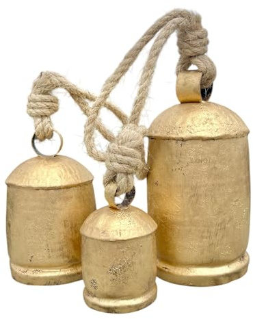 EXNOT Riesige Harmonie-Kuhglocken im Vintage-Stil, handgefertigt, rustikale Dekoration, Glöckchen für Urlaub, Hochzeit, Party, Heimdekoration, 20,3 cm, 15,2 cm, 10,2 cm, 3 Stück