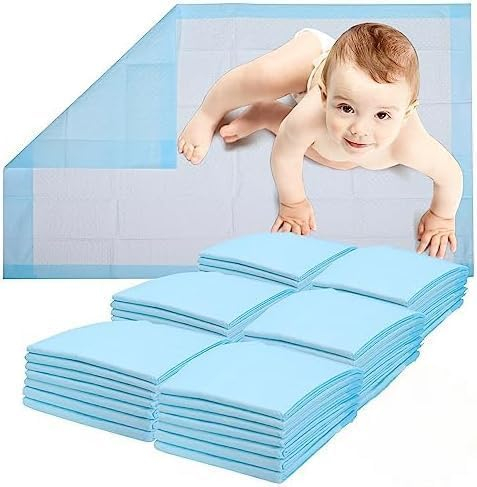 HEALQU Wickelunterlage Einweg – Baby Wickelauflagen 100 Stück 43 x 60cm – extra weich, saugfähig und wasserdicht – Für sauberes Wechseln von Windeln, ideal für unterwegs