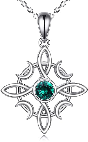 VONALA Hexenknoten Halskette 925 Sterling Silber Wicca Schmuck Mond Irisch Keltisch Anhänger Halskette für Frauen Mädchen