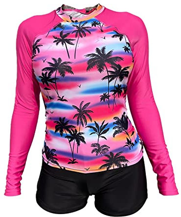 BOTCAM Damen Neoprenanzug, UV-Schutz Surfanzug, Langarm Sommer Sportlicher Elastischer Tauchanzug, Split-Badeanzug für Surf Schnorchel Kajak Frauen Neoprenanzug Tauchanzug Set Wassersport Badeanzug