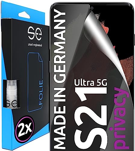2x se® 3D SCHUTZFOLIE Privacy für Samsung Galaxy S21 Ultra,Blickschutz, 100% Fingerabdruck & FaceID kompatibel, einfache blasenfreie Installation, Ultra-Klar, Stoß-Kratzfest, aus Deutschland