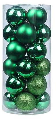 Herfair Weihnachtskugeln Kunststoff Set, Christbaumkugeln Deko, Weihnachtskugeln Weihnachtsdeko Plastik Kugel Saisonal Dekoration Geschenk Weihnachtsbaumschmuck Party (Dunkelgrün,6cm)