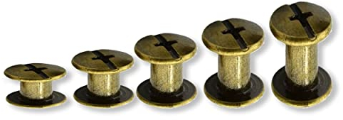 100 Set di Viti Chicago per Rilegatura, Kit di Rivetti a Vite 4/6/8/10/14 mm per Cintura in Pelle, Vite di Rilegatura Rivetti Chiusure a Bottone Rivetti Chicago per Cuoio Bottoni Pelle Fai Da Te