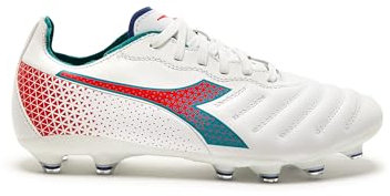 Diadora Brasil Elite GR LT LP12 - Tacos de suelo firme para mujer, Blanco/Azul/Rojo, 38.5 EU