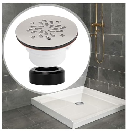 Uni-Green 4-1/4 inch Round Shower Drain - Solvent Weld 1.5 and 2 Inch Pipe - 304 Stainless Steel Shower Floor Drain Kit - Brushed Strainer for Bathroom - for Shower Base,Shower Pan,Bathroom