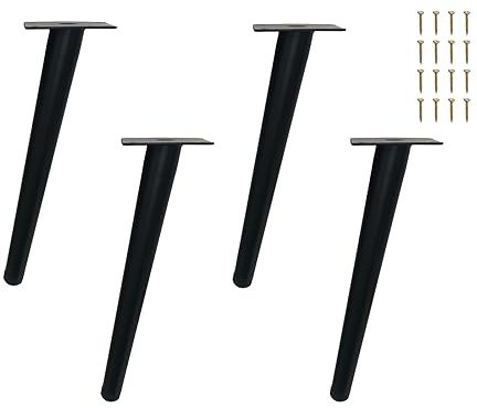 iMeshbean Möbelfüße Tischbeine 4 Stück, 25cm Tischfüße Schwarz Metall Ersatz Möbelbeine TV Lowboard Möbelstützfüße Schrankfuß DIY Ersatzfüße Couchtische Esstisch (25CM, Cooles Schwarz)