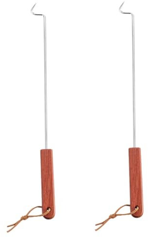 MAGICLULU 2pezzi Ganci Per Carne Acciaio Inossidabile Con Manico Legno Utensile Per Barbecue E Grigliate Forchetta Per Carne Strumento Pratico Per Cucinare E Grill
