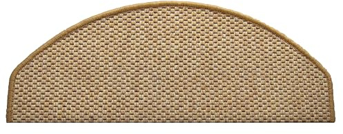 Primaflor Stufenmatte Natura - Sisal, 5er Set, Selbstklebende Teppenmatte Halbrund, Rutschhemmender Treppenschutz für Innen in Sisal-Optik
