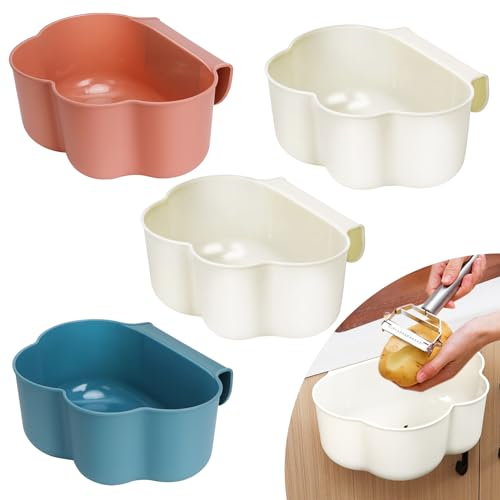 Floepx 4 Stück Auffangschale für Küchenabfälle, Küchenschrank Tür Hängende Abfallbehälter Wickeltisch Organizer, Mülleimer Abfall Behälter, Küche für Hausmüll Aufbewahrung Hängenden (Weiß+Blau+Rosa)