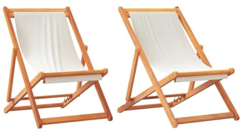 vidaXL Klappstühle, 2 Stück, cremeweißer Stoff