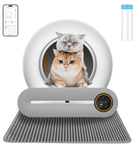 Automatic Cat Litter Tray 65L Large Litter Tray Self Cleaning with APP Control XL Rabbit Litter Tray Electric Smell Free Sifting Cat Litter Tray (Type A)