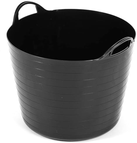 Black 40 Litre Strong Large Flexi Tub Rubble Container | Home & Garden Flexible Plastic Storage Bucket Tubs