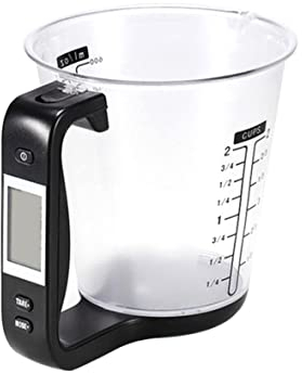 Kitchen Electronic Measuring Instrument Multi Function Digital Measuring Jug Kitchen Weigh Temperature Volume Cup Scale with Detachable LCD Display Black Electronic Scale