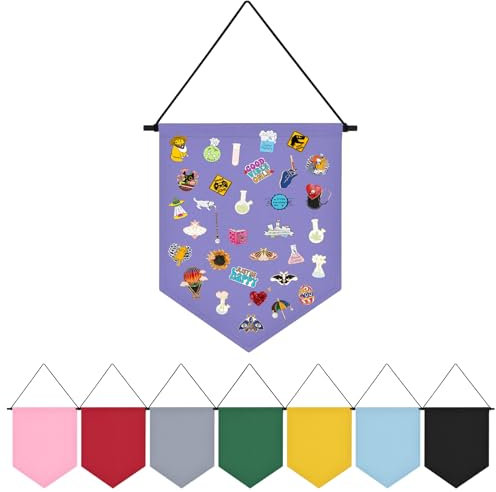 Fnaobai Broschen-Organizer zum Aufhängen an der Wand, bunt, Emaille, Abzeichen, Leinwand, Banner, Ohrringe, Sammlungshalter, 32 x 25,4 cm (ohne Zubehör) (lila)