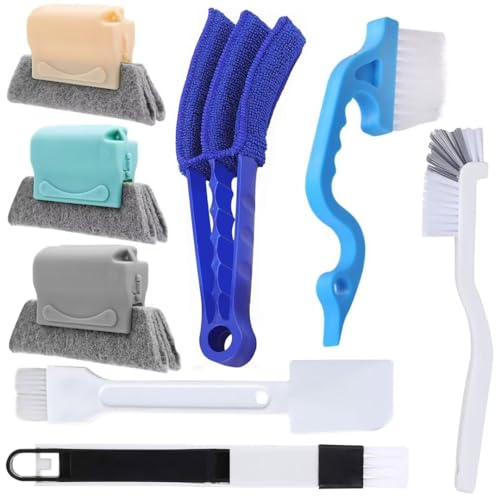 Xemnys Crevice Cleaning Brush kit Blind Cleaner Tool Window Groove Gap Sliding Door Track Cleaning Tools for Small Spaces,Bathroom,Kitchen