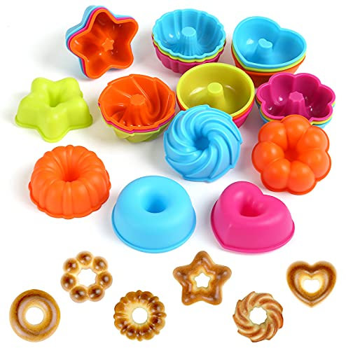 LIHAO 24 Pack of Silicone Baking Cups Set Reusable Cupcake Liners Non-Stick Heat Resistant Cake Molds Ice Cube Molds