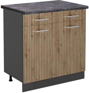 Vicco Küchenunterschrank R-Line, Artisan-Eiche/Anthrazit, 80 cm, AP Anthrazit