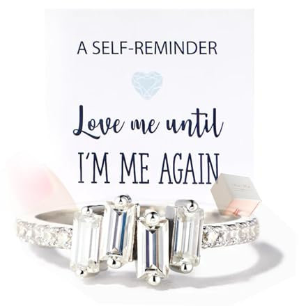 S925 Sterling Silber SELF-LOVE MULTI STONES RING, unregelmäßig schön gebrochen Ring Cubic Zirkonia Self Love Ring, Cubic Zirkonia Band Ring, eine Selbsterinnerung Ring Geschenk (Satz A,US-6)