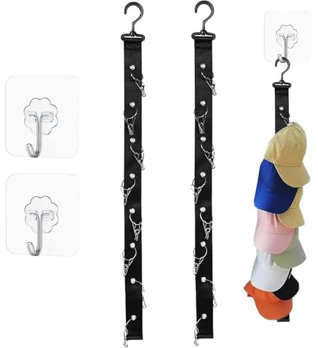 Tcnzdy 2 Stück Cap Halterung Wand, Praktisch Cap Halter, Cap Organizer Mit 2 Haken Selbstklebend, Aufhängen Cap Aufbewahrung, Cap Halterung Wand für Mehrere Sportkappen, Schrank