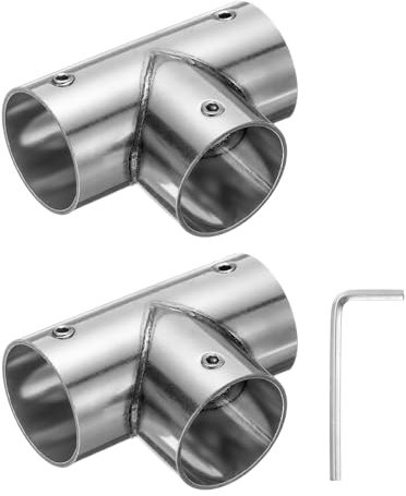 QUARKZMAN 2 Piezas Conectores de Tubo Estructural en T 3 Vías Abrazadera de Extremo con Llave de Acero Inoxidable Accesorios de Esquina para Estante DIY 1 Jardín Soporte Plateado
