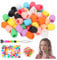 Dalycro Perline per capelli in silicone da 10 mm per bambini, 50 pezzi, lavabili, 10 colori, perfette per trecce, accessori decorativi per bambini
