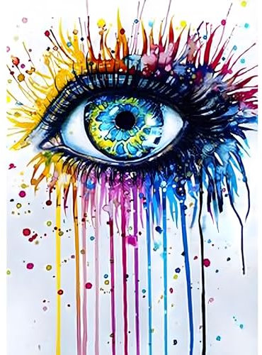 MEIYUDA Diamond Painting Gefärbte Augen, 5D Diamond Painting Erwachsene Kinder, DIY Set Erwachsene Diamant Painting Bilder, DIY Handwerk Malerei Kits für Home Wand Décor 30x40cm