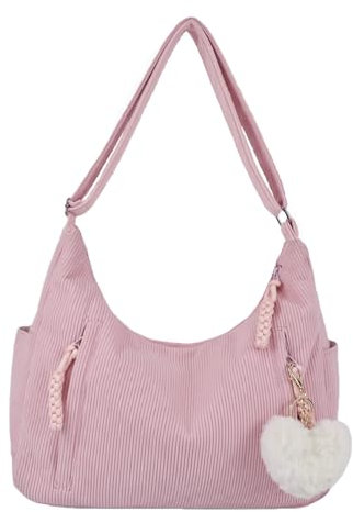 Mervokl Cord Tasche Damen Umhängetasche Shopper Handtasche Tote Bag Groß Crossbody Hobo Schultertasche Aesthetic Uni Tragetasche mit Verstellbarer Schultergurt für Schule Arbeit
