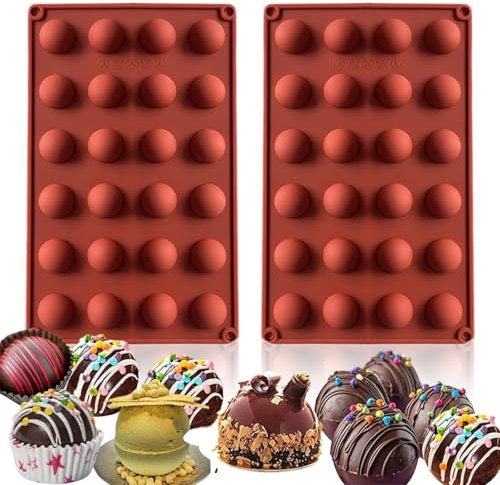 2 Pezzi Stampi in Silicone a Mezza Sfera Stampi per Cioccolatini,Stampi Cioccolatini Silicone Stampi per Cubetti di Ghiaccio Stampi per Praline per Cioccolato,Torte,Gelatine,Budini,Caramelle