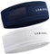LOBISPEQ ® 2 x Sport-Stirnband, atmungsaktiv und bequem, aus Nylon + Spandex, Laufen, Fitnessstudio und jede Sportart, für Herren und Damen, Blau und Weiß
