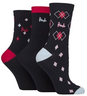Pringle of Scotland Ladies Patterned Cotton Socks Pack of 3