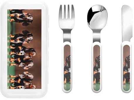 Dachshund Weiner Dog Print Utensils Silverware Set,Safe Spoons and Forks Knife, Stainless Steel,Dishwasher Sa