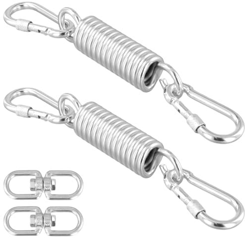 NGOSUET 2 molle oscillanti da 150 mm, molle di trazione con gancio, molla a sospensione con 4 moschettoni e 2 giri, molla oscillante per poltrona sospesa, sedie sospese, sacchi da boxe