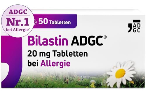 Bilastin ADGC® 50 St - Allergietabletten bei Heuschnupfen - schnell & langanhaltend bis 24 St. wirksam bei allergischem Schnupfen, Nesselsucht(Urtikaria), Juckreiz, Tierhaar- und Hausstauballergie