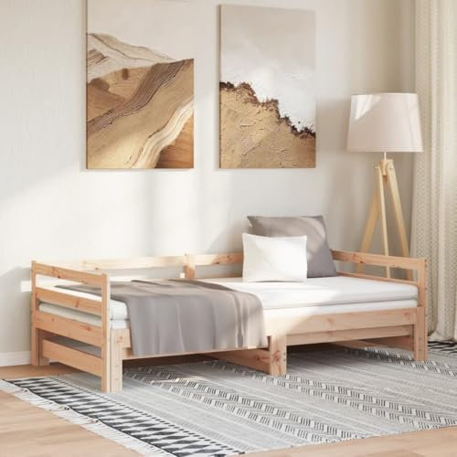Gecheer Ausziehbares Tagesbett, klappbarer Bettsofa Rahmen aus massivem Kiefernholz 80x200 cm für Wohnzimmer oder Schlafzimmer