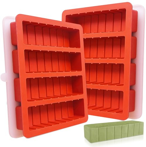 Wilewir 2Pcs Silicone Butter Tray with Lid, Non-Stick Silicone Butter Mold with Lid for Making Butter, Standard Butter Mold Size for Homemade Butter (Large with Scale Markings(Lid))