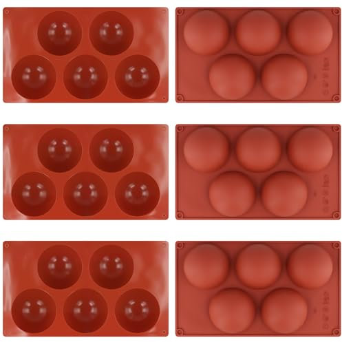CHUIFAI 6 Stampi in Silicone a 5 cavità semi-sfera, Stampo per fare cioccolato, torta, gelatina, mousse a cupola, mini teacake, caramelle