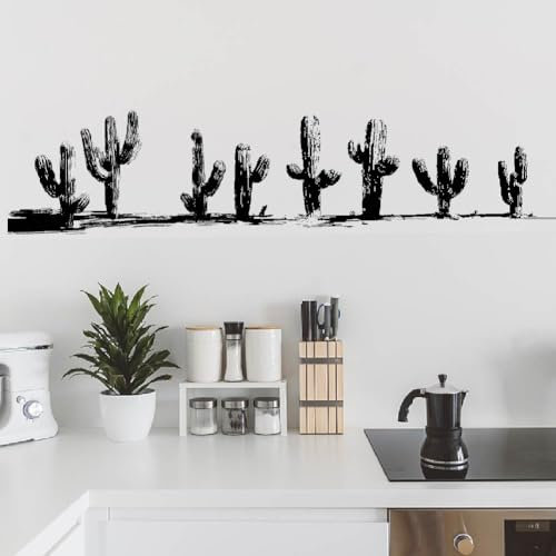 SUPERDANT 2 pcs Sensible à la Lumière Cactus Stickers Muraux Cactus Sticker Mural Art Autocollants Décoratifs Vinyle Décor Noir Stickers Muraux Autocollants Décoratifs