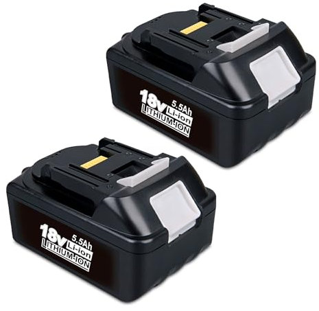 2Packs 5.5Ah Li-Ion Replacement for Makita Battery 18V 5500mAh Compatible with Makita 18V Battery BL1860B BL1850 BL1830B BL1840 BL1845 Power Tools with LED Indicator