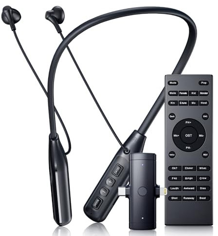 VidalKraft Kabelloses Mikrofon für iPhone & Android, Funkmikrofon-Set mit Fernmischpult, In-Ear-Monitor, Bluetooth-Musikwiedergabe und Voice-Changer, All-in-One Handy-Mic für Podcast & Livestreaming