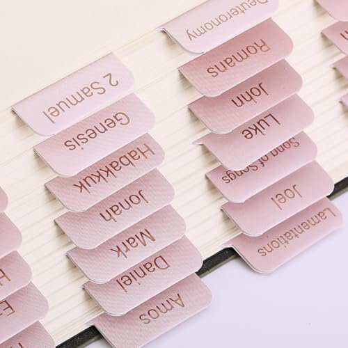 Lot de 90 onglets roses de la Bible pour femme - Fournitures de journal intime - Onglets de Bible pour étude des écritures - Onglets d'index de Bibles pour l'étude de l'ancien et du nouveau testament