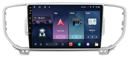 Android 13 2 DIN Pantalla Táctil Radio de 9 para Kia Sportage 4 2016-2019 Radio Coche con Navegación GPS Bluetooth Radio FM Cámara Trasera Multimedia Pantalla para Coche(A1 1+32G)